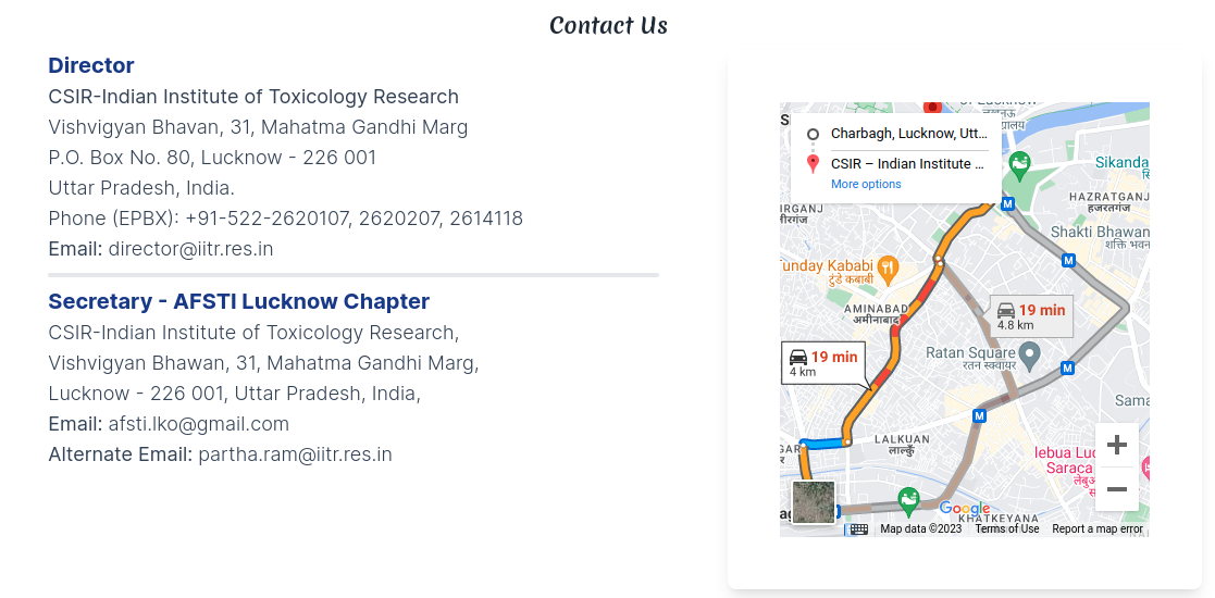 AFSTI - Lucknow Chapter Contact Information